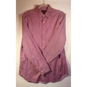 Banana Republic Non Iron Classic Fit Mens Red White Stripe Button Down Shirt M